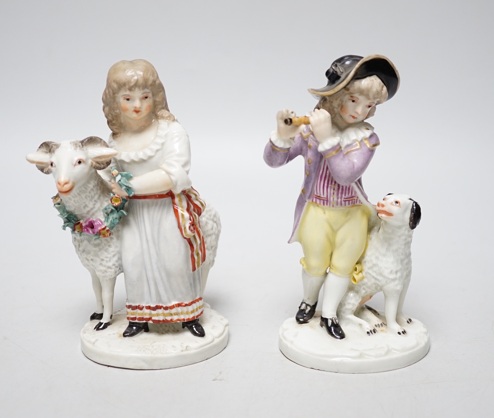 A pair of late 18th century Ludwigsburg porcelain figures, tallest 14cm